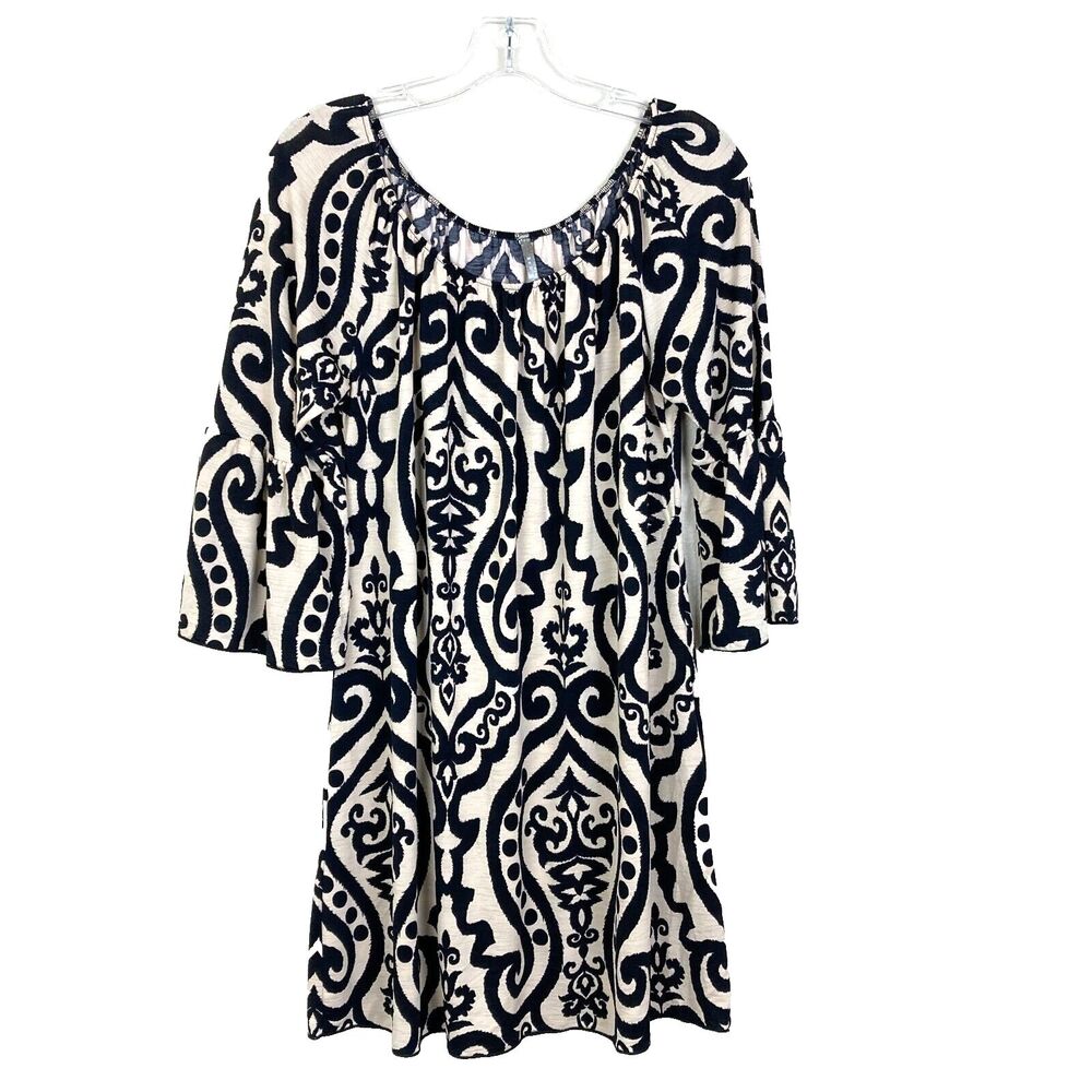 Red Lolly Mini A-Line Dress Size S Black Tan Off the Shoulder 3/4 Bell Sleeve